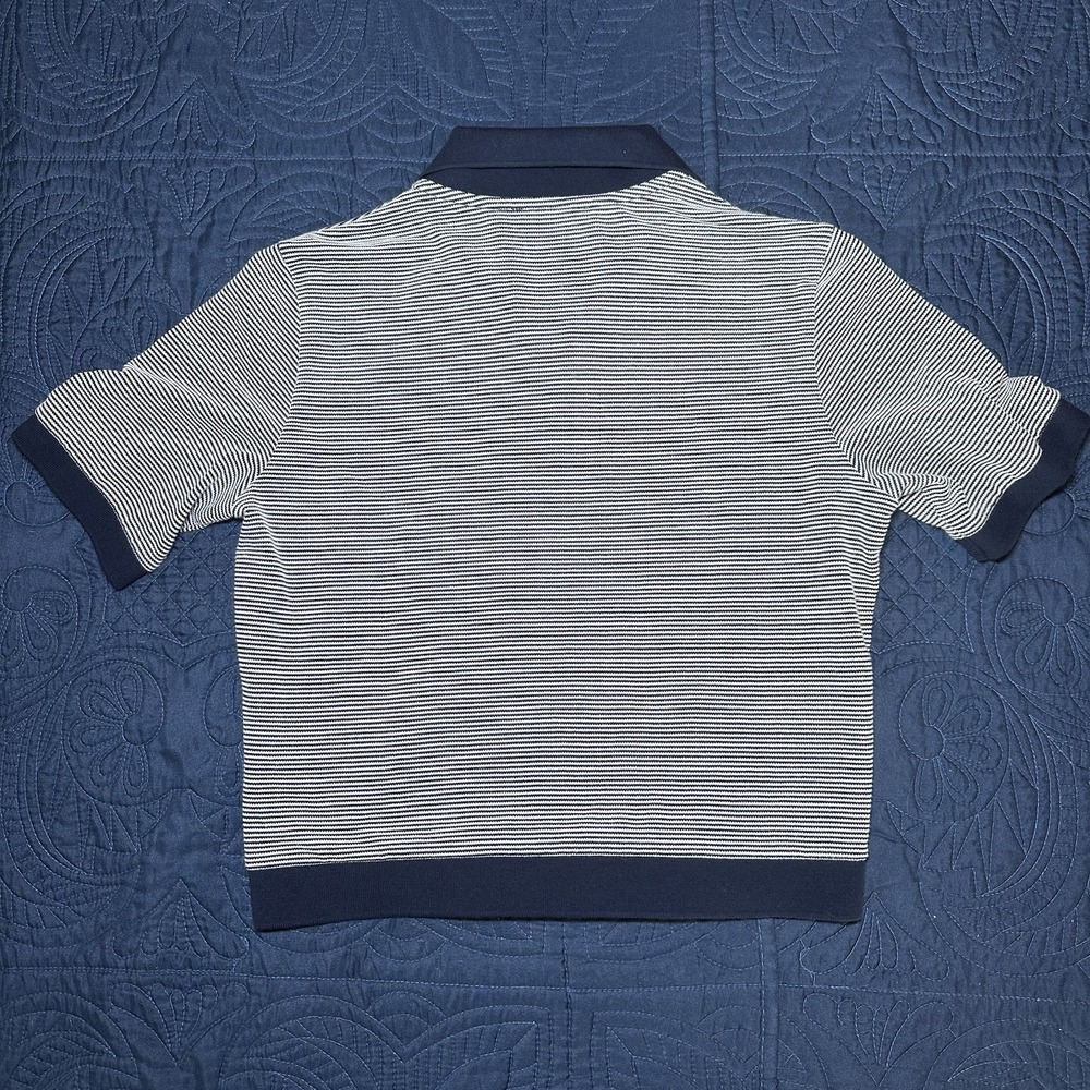 Madewell Womens Striped Knit Cropped Polo Navy White Short Sleeve Ribbed Size S - Picture 4 of 8